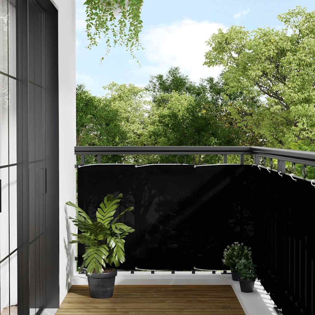 Paravento da Balcone Nero 90x700 cm 100% Poliestere Oxford