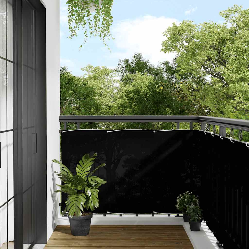 Paravento da Balcone Nero 90x800 cm 100% Poliestere Oxford