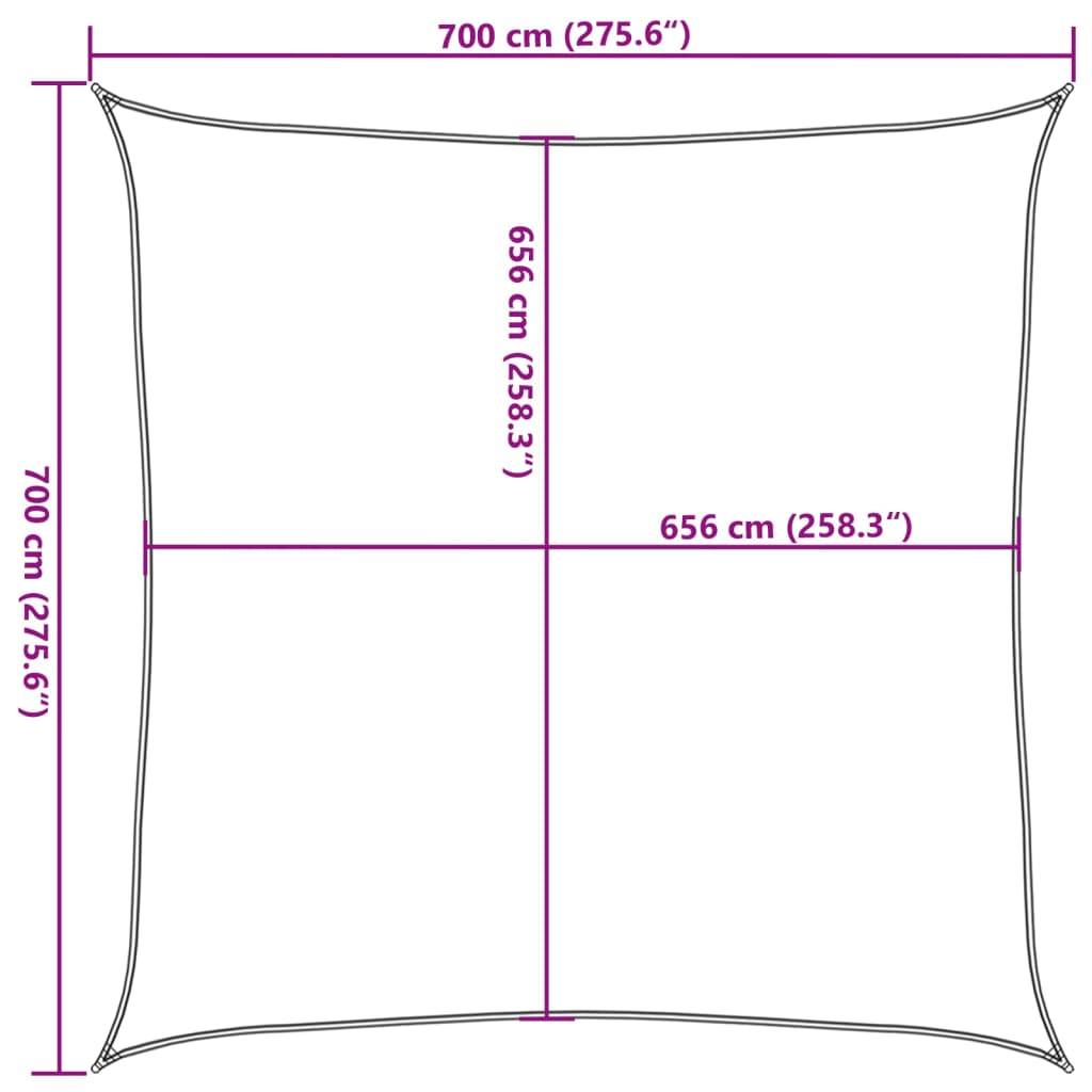 Vela Parasole Grigio Chiaro 7x7 m 100% Poliestere Oxford