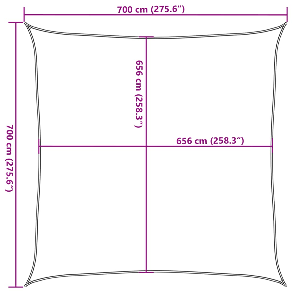 Vela Parasole Sabbia 7x7 m 100% Poliestere Oxford