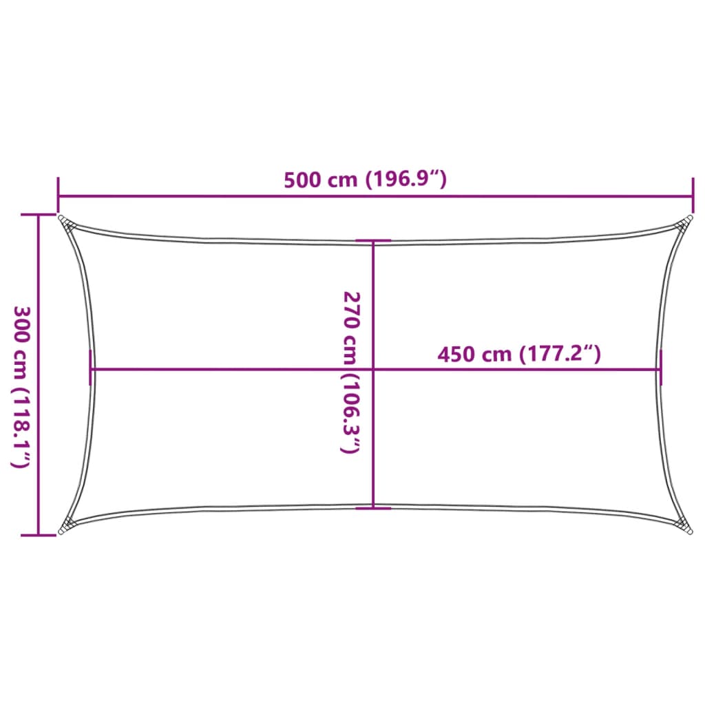 Vela Parasole 160 g/m² Rettangolare Grigio Chiaro 3x5 m in HDPE