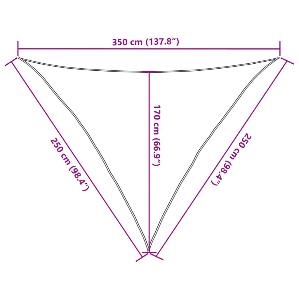 Vela Parasole 160 g/m² Triangolare 2,5x2,5x3,5 m in HDPE