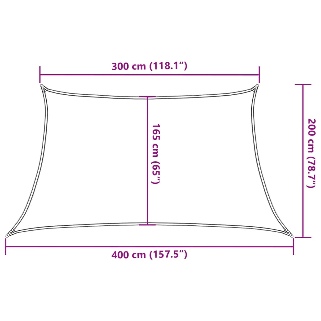 Vela Parasole 160 g/m² Trapezio Grigio Chiaro 3/4x2 m in HDPE