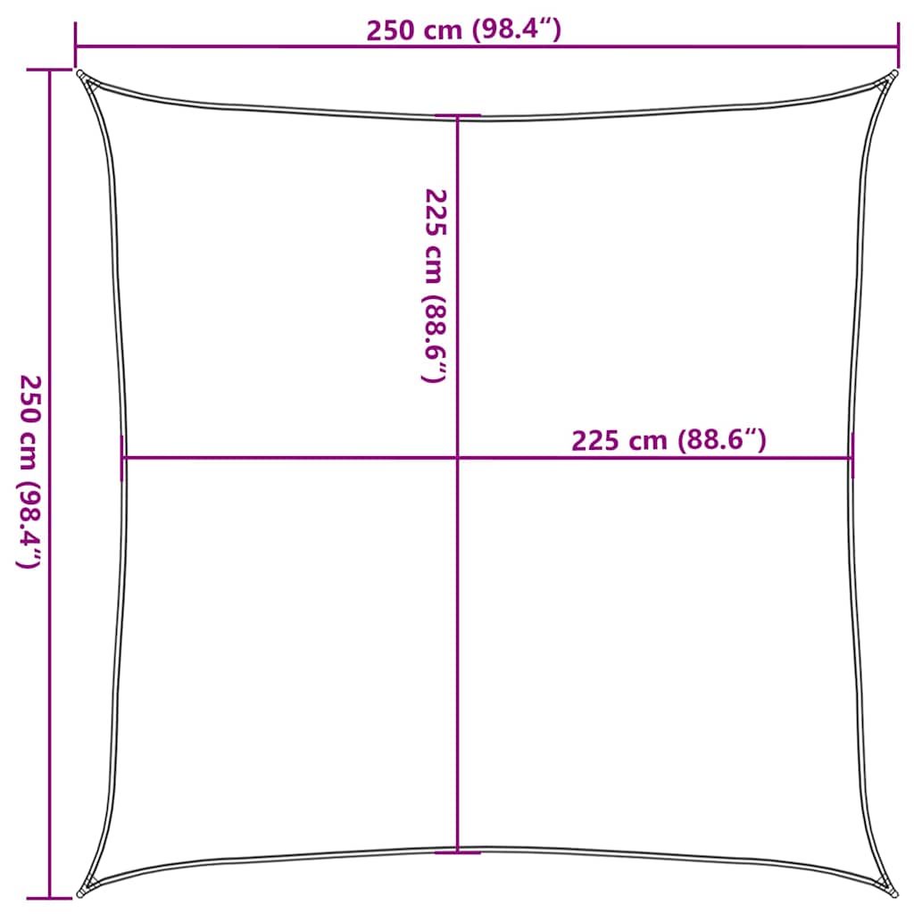 Vela Parasole 160 g/m² Quadrata Sabbia 2,5x2,5 m in HDPE