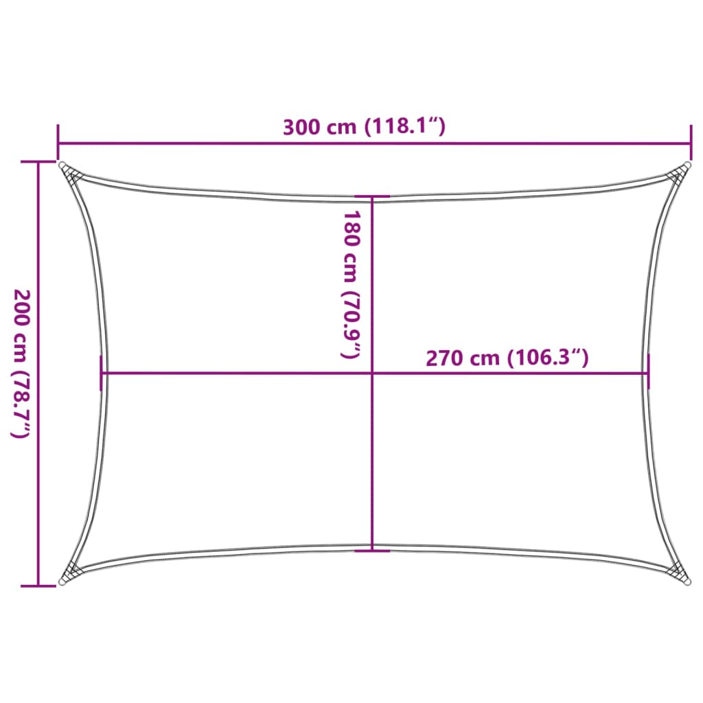 Vela Parasole 160 g/m² Rettangolare Sabbia 2x3 m in HDPE