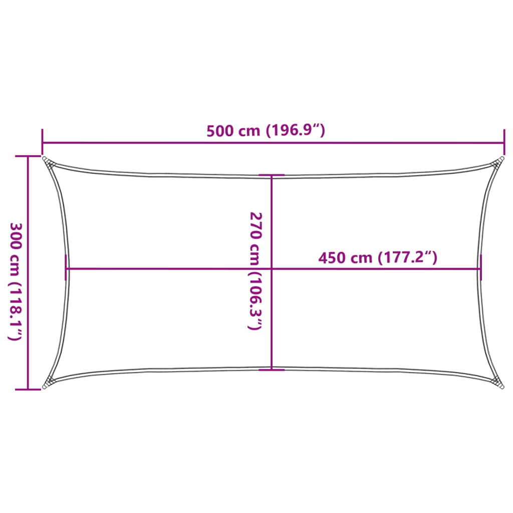 Vela Parasole 160 g/m² Rettangolare Sabbia 3x5 m in HDPE