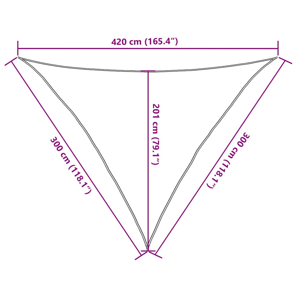 Vela Parasole 160 g/m² Triangolare Sabbia 3x3x4,2 m in HDPE