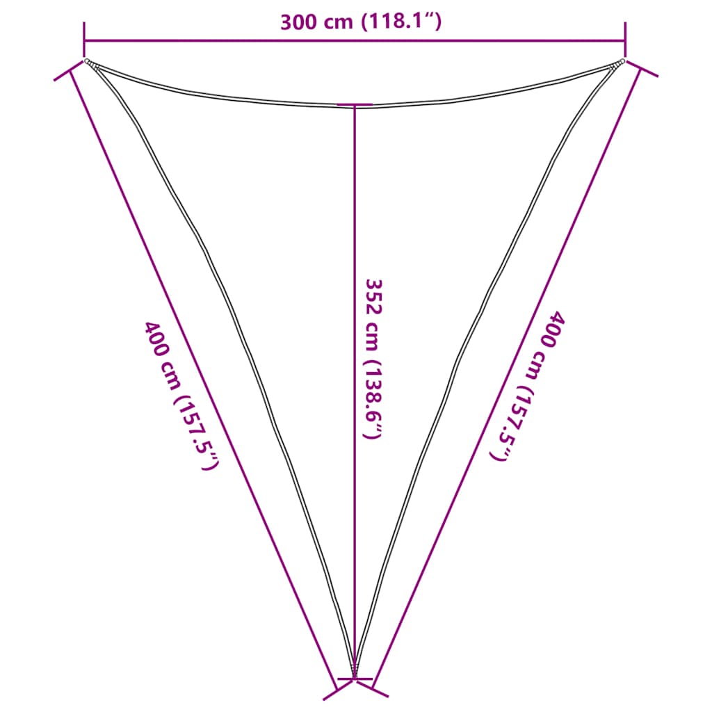 Vela Parasole 160 g/m² Triangolare Sabbia 3x4x4 m in HDPE