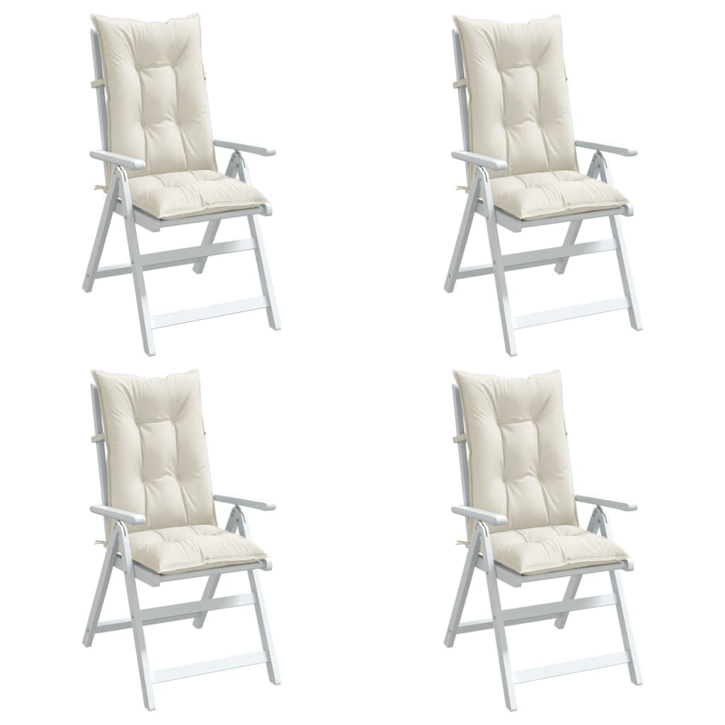 Cuscini Sedia Schiena Alta 4 Crema Mélange 120x50x7 Tessuto