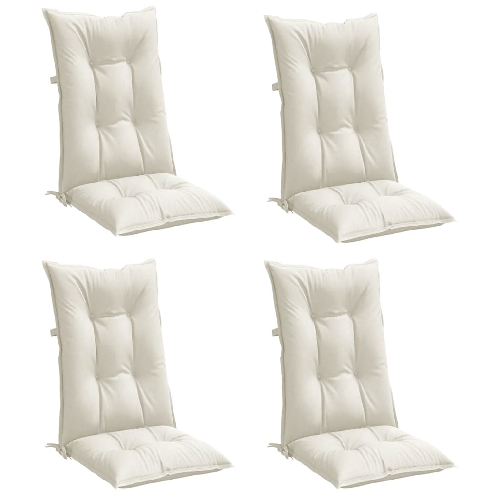 Cuscini Sedia Schiena Alta 4 Crema Mélange 120x50x7 Tessuto