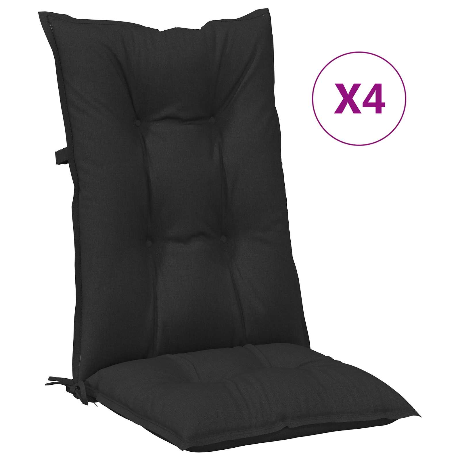 Set di cuscini per sedia alta 4 pz Poliestere Melange nero