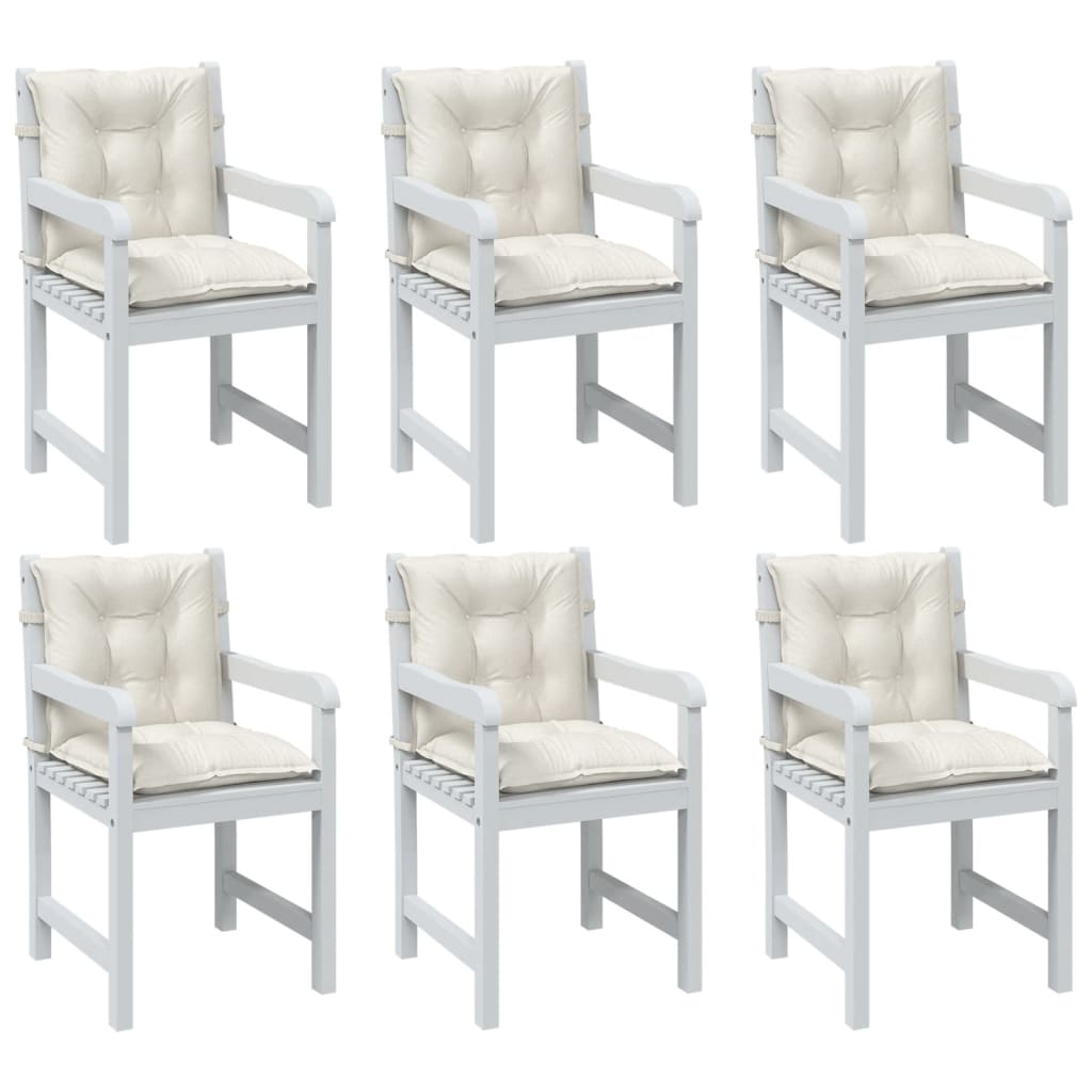 Cuscini Sedia Schiena Bassa 6 pz Crema Mélange 100x50x7 Tessuto