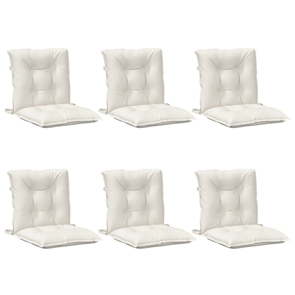 Cuscini Sedia Schiena Bassa 6 pz Crema Mélange 100x50x7 Tessuto