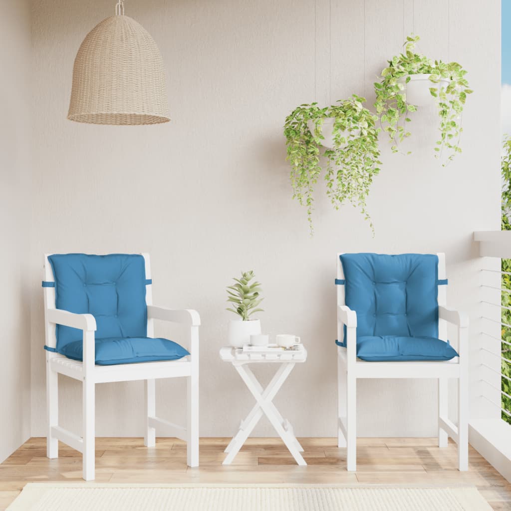 Cuscini Sedia Schiena Bassa 2 pz Blu Mélange 100x50x7 Tessuto