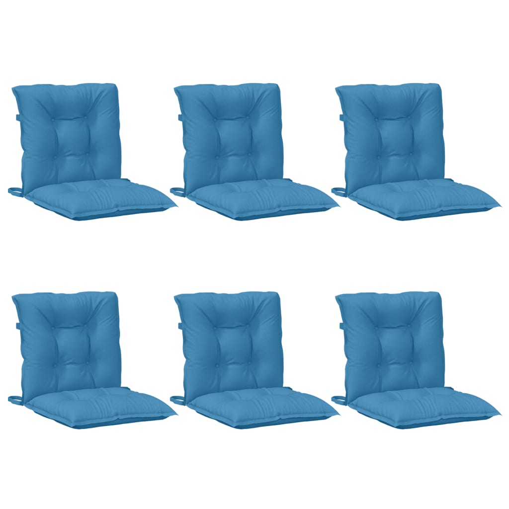 Cuscini Sedia Schiena Bassa 6 pz Blu Mélange 100x50x7 Tessuto