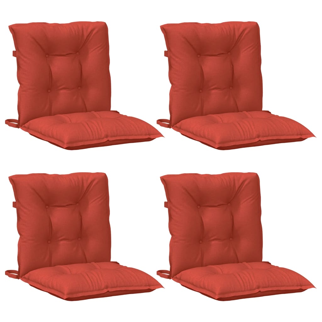 Cuscini Sedia Schiena Bassa 4 pz Rosso Mélange 100x50x7 Tessuto