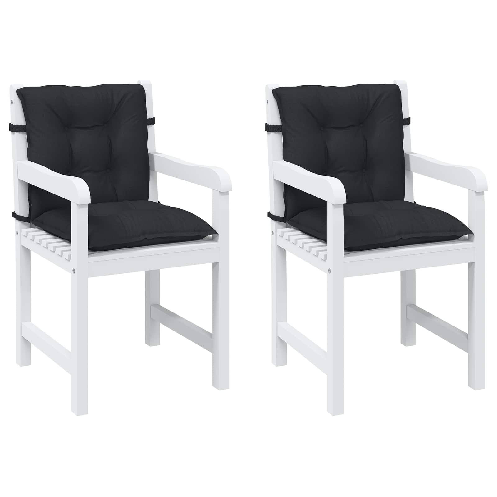 Set di Cuscini per Sedia Bassa 2 pz Poliestere Melange Nero