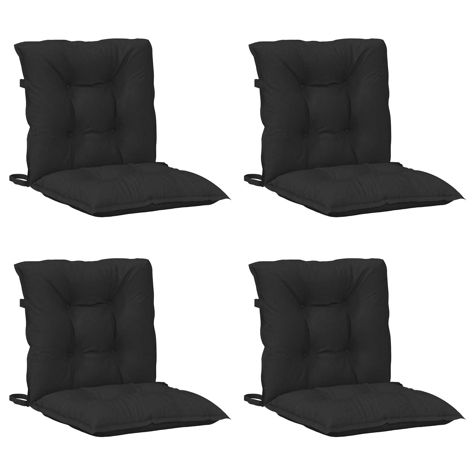 Set di Cuscini per Sedia Bassa 4 pz Poliestere Melange Nero