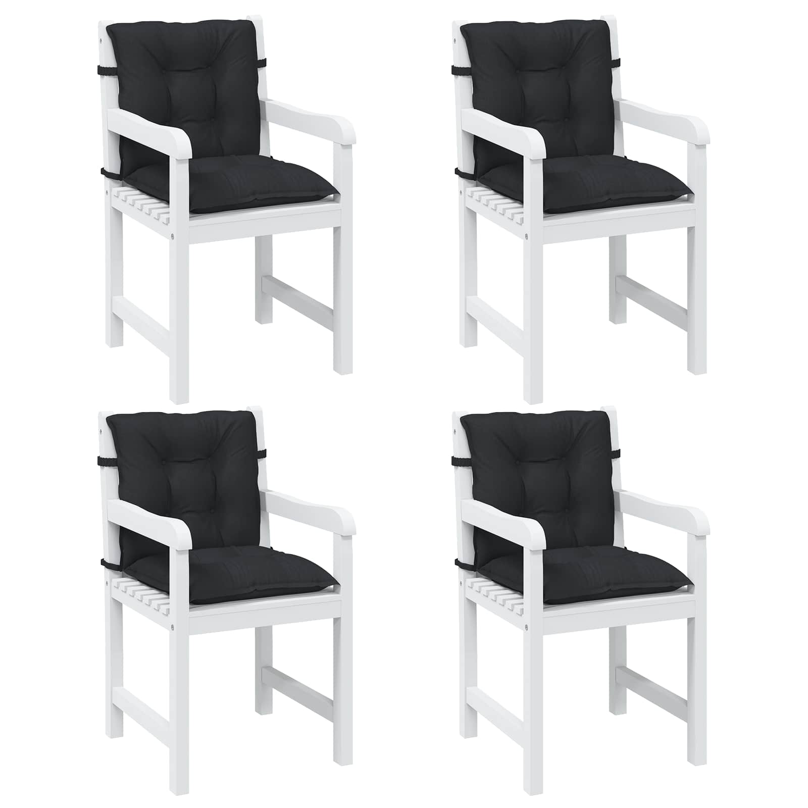 Set di Cuscini per Sedia Bassa 4 pz Poliestere Melange Nero