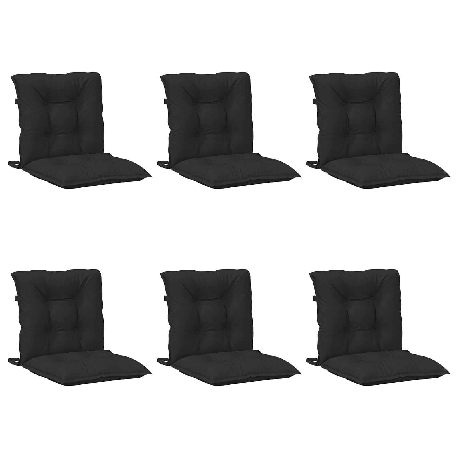 Set di Cuscini per Sedia Bassa 6 pz Poliestere Melange Nero