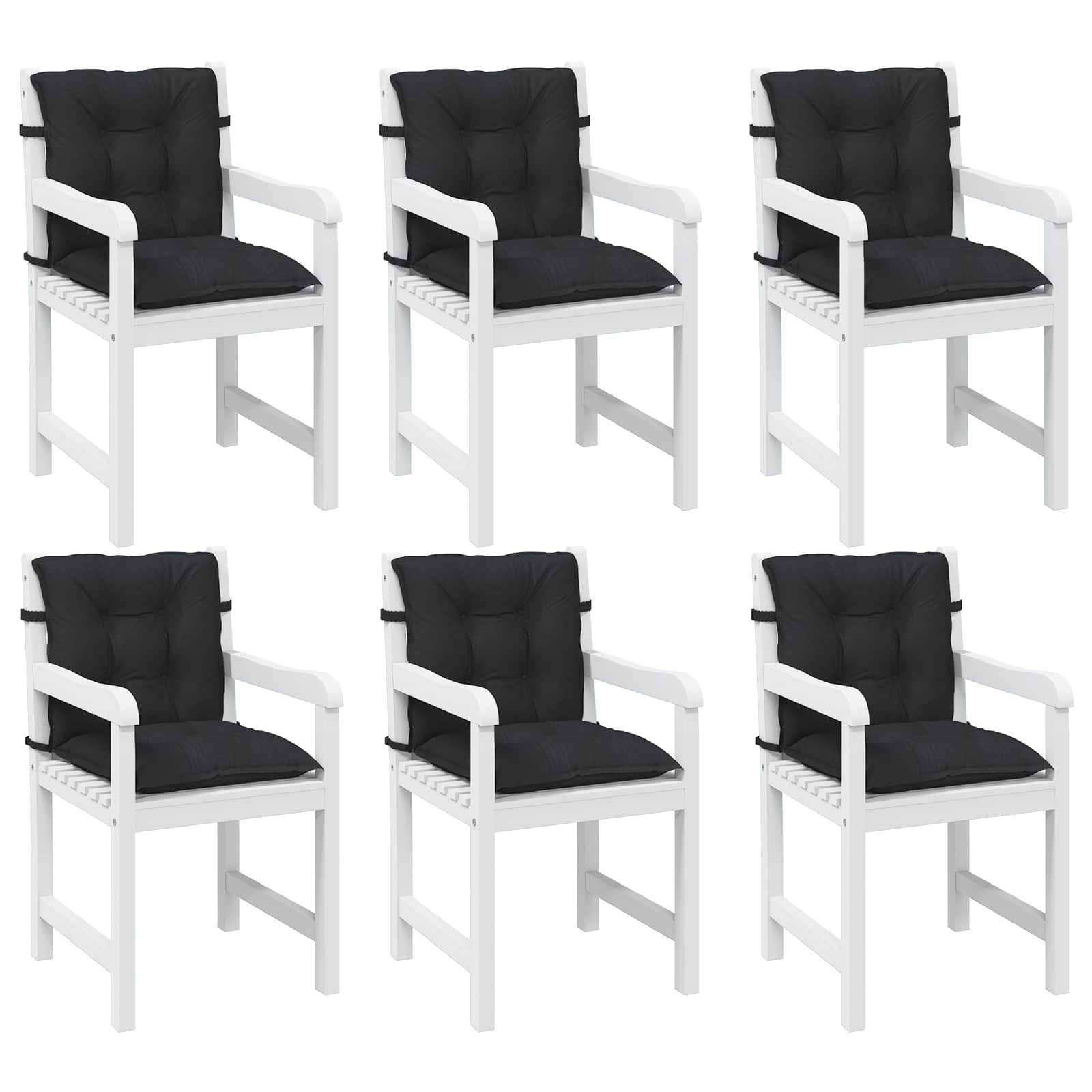 Set di Cuscini per Sedia Bassa 6 pz Poliestere Melange Nero