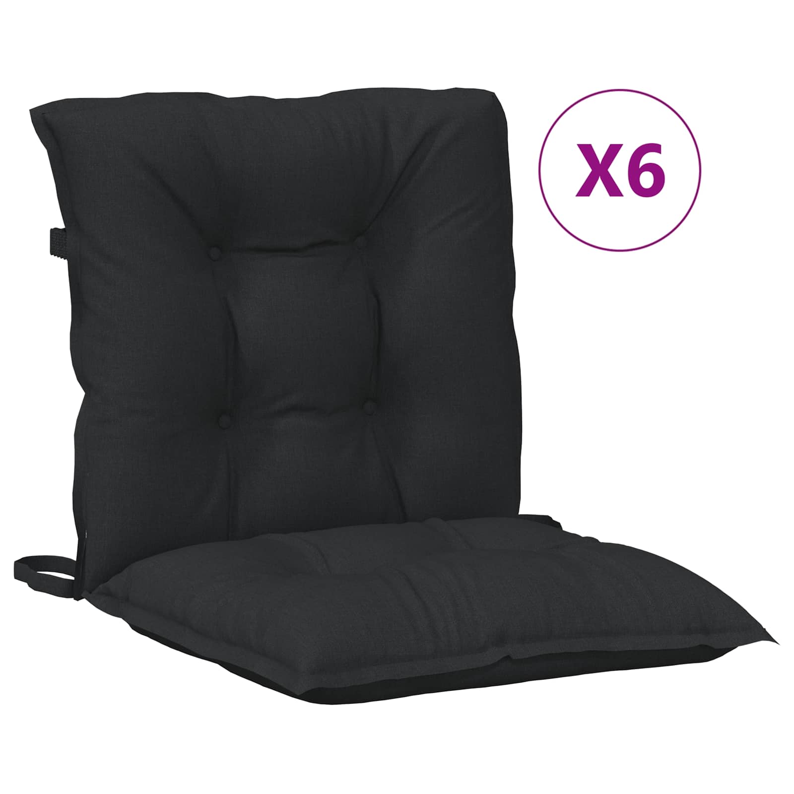 Set di Cuscini per Sedia Bassa 6 pz Poliestere Melange Nero