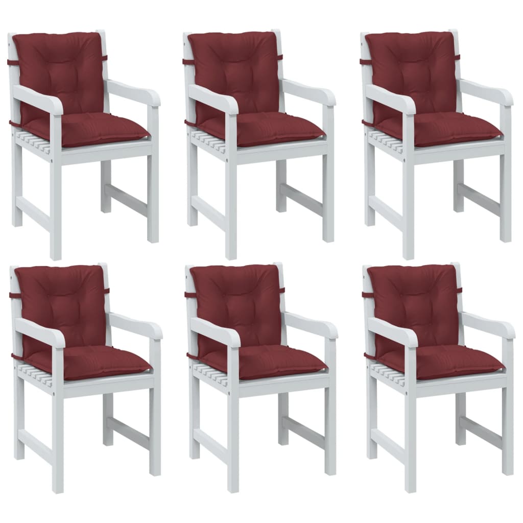 Cuscini Sedia Schiena Bassa 6 pz Rosso Vino Mélange Tessuto