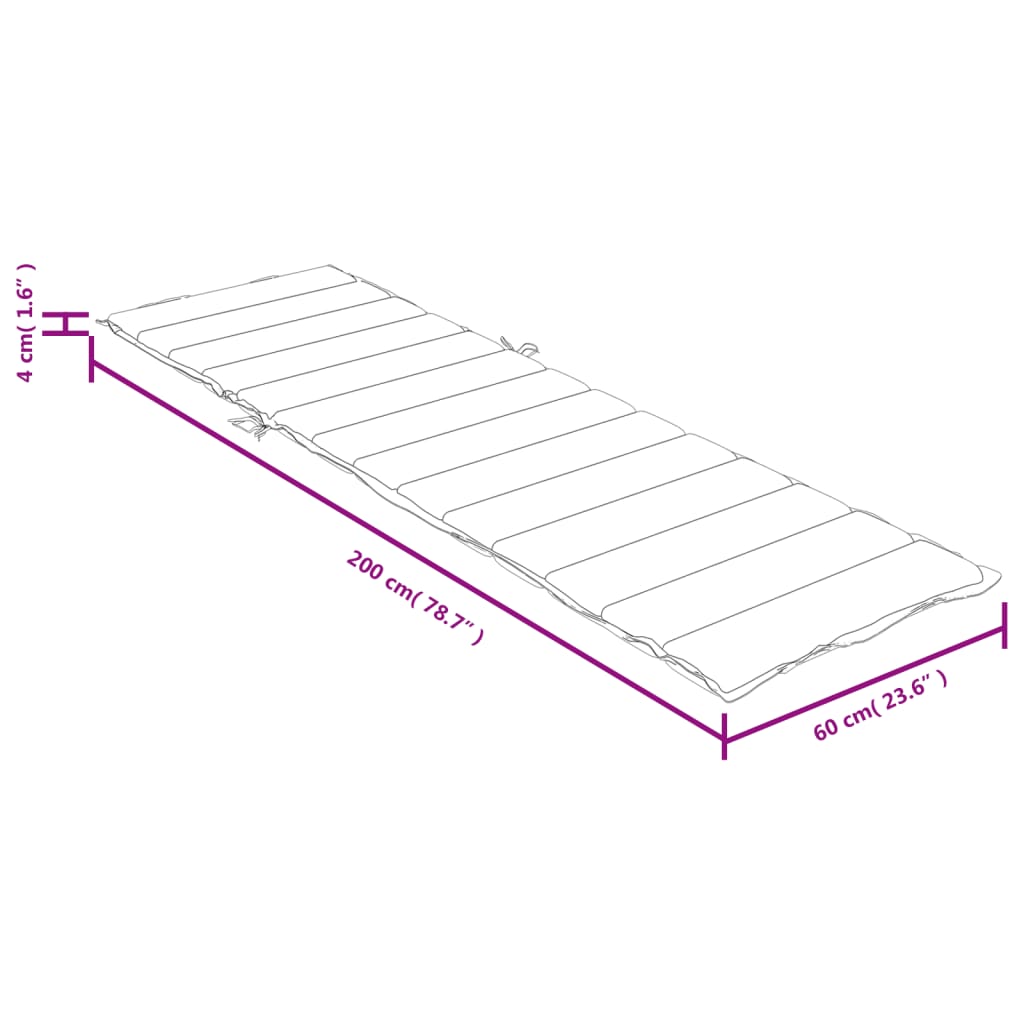 Cuscino per Lettino Prendisole Grigio Scuro Mélange 200x60x4 cm