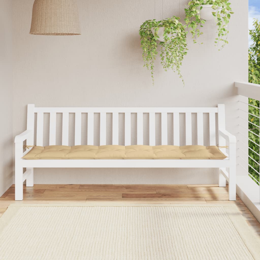Cuscino per Panca da Giardino Beige Mélange 200x50x7 cm Tessuto