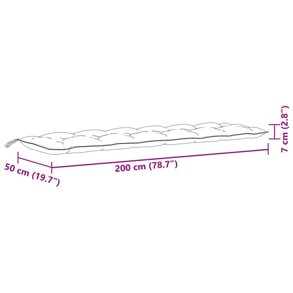 Cuscini Panca Giardino 2pz Grigio Chiaro Mélange 200x50x7 cm
