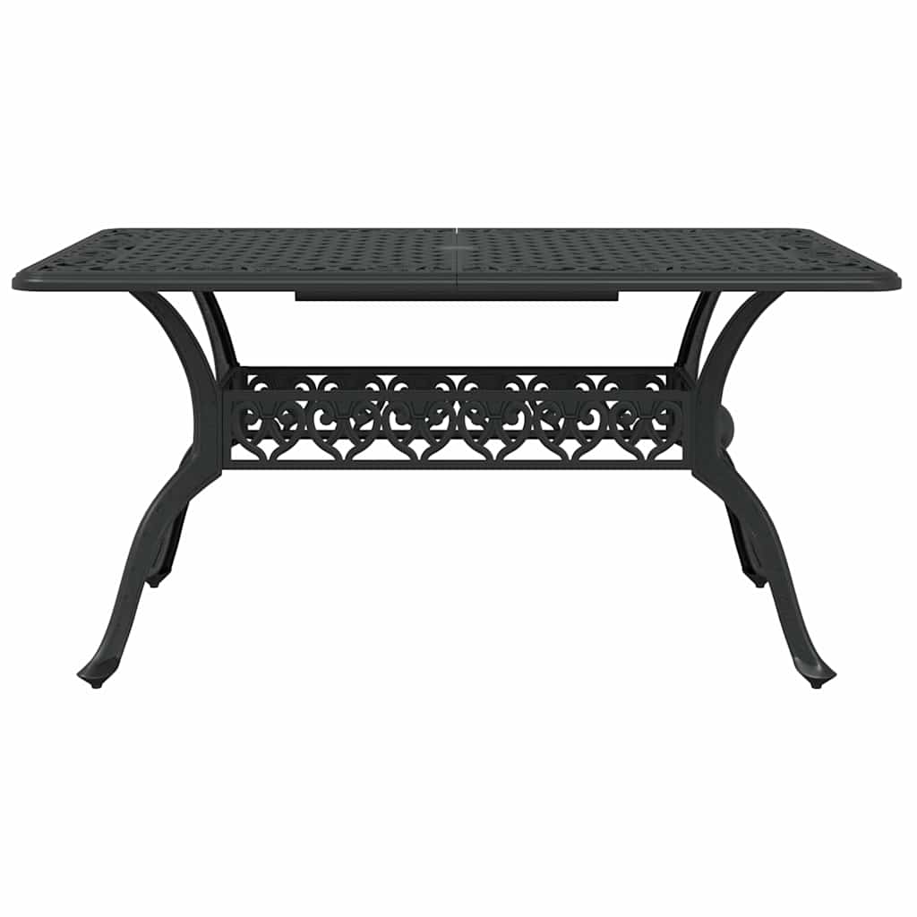 Tavolo da Giardino Nero 150x90x72 cm in Alluminio Pressofuso