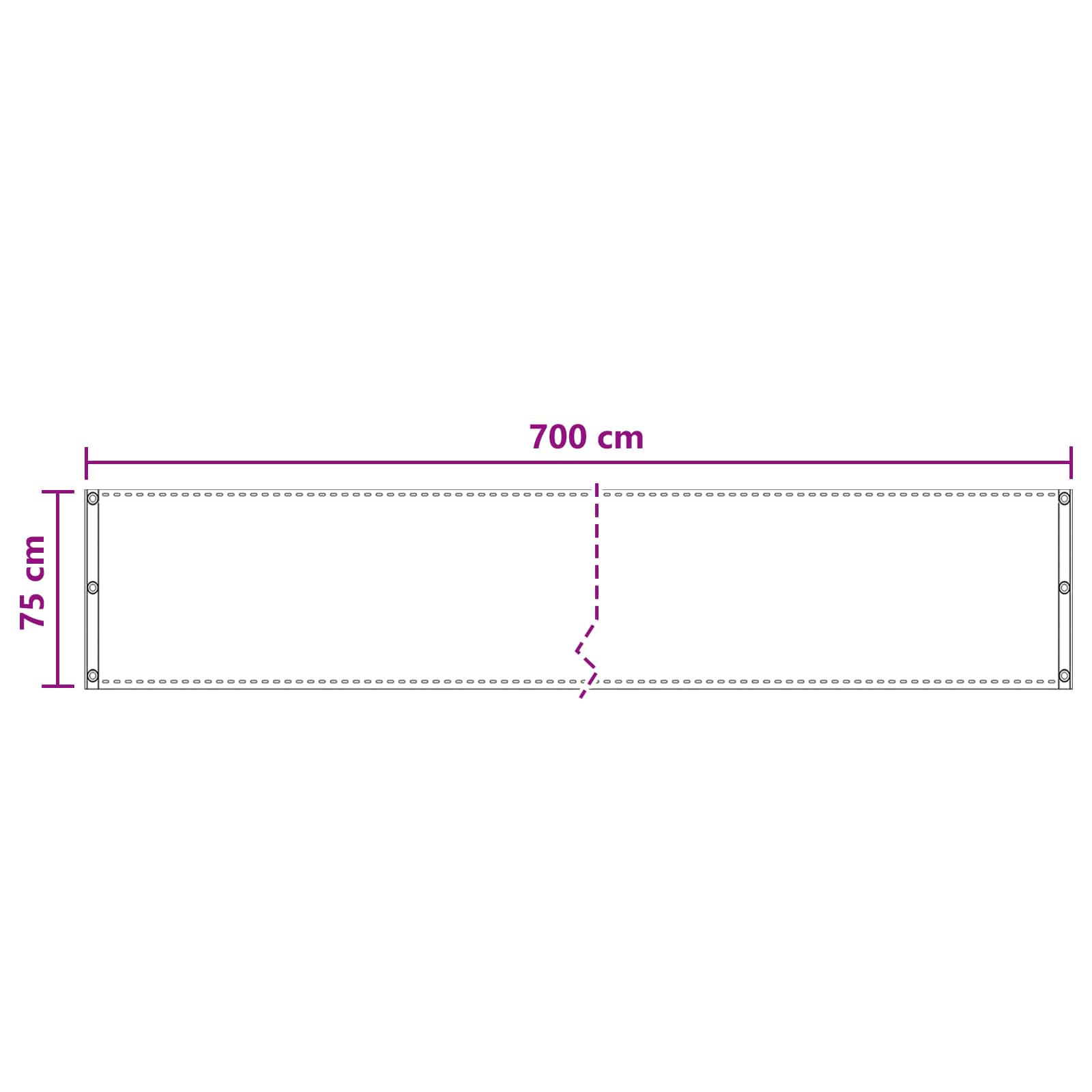 Schermo da balcone Bianco 75 x 700 cm HDPE e alluminio