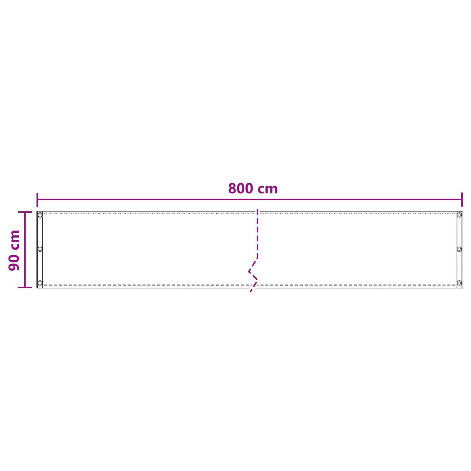 Schermo da balcone Bianco 90 x 800 cm HDPE e alluminio