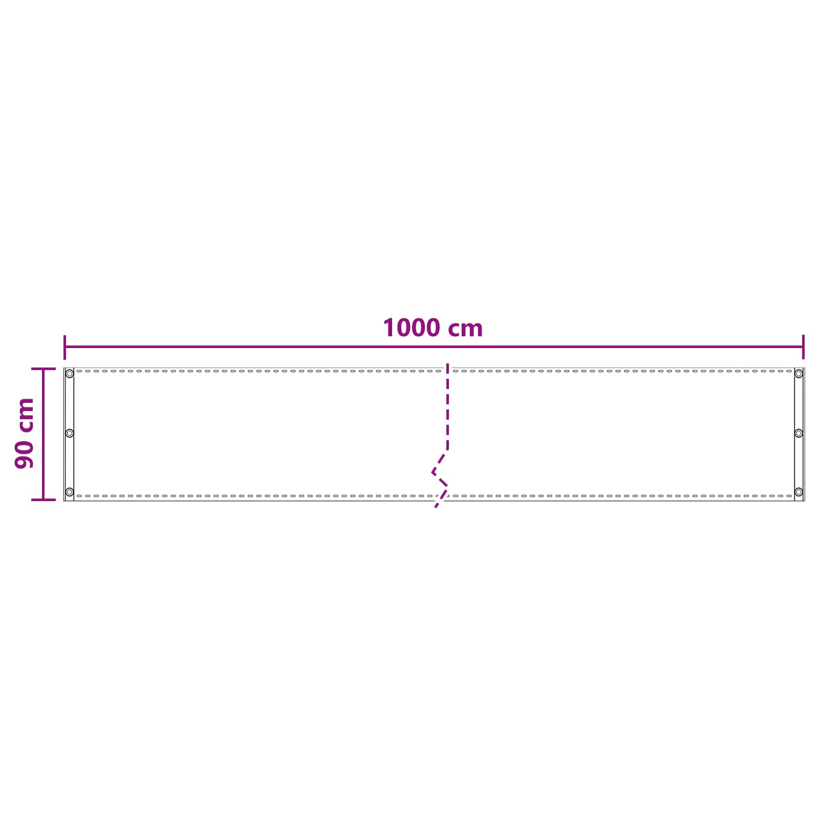 Schermo da balcone Bianco 90 x 1000 cm HDPE e alluminio