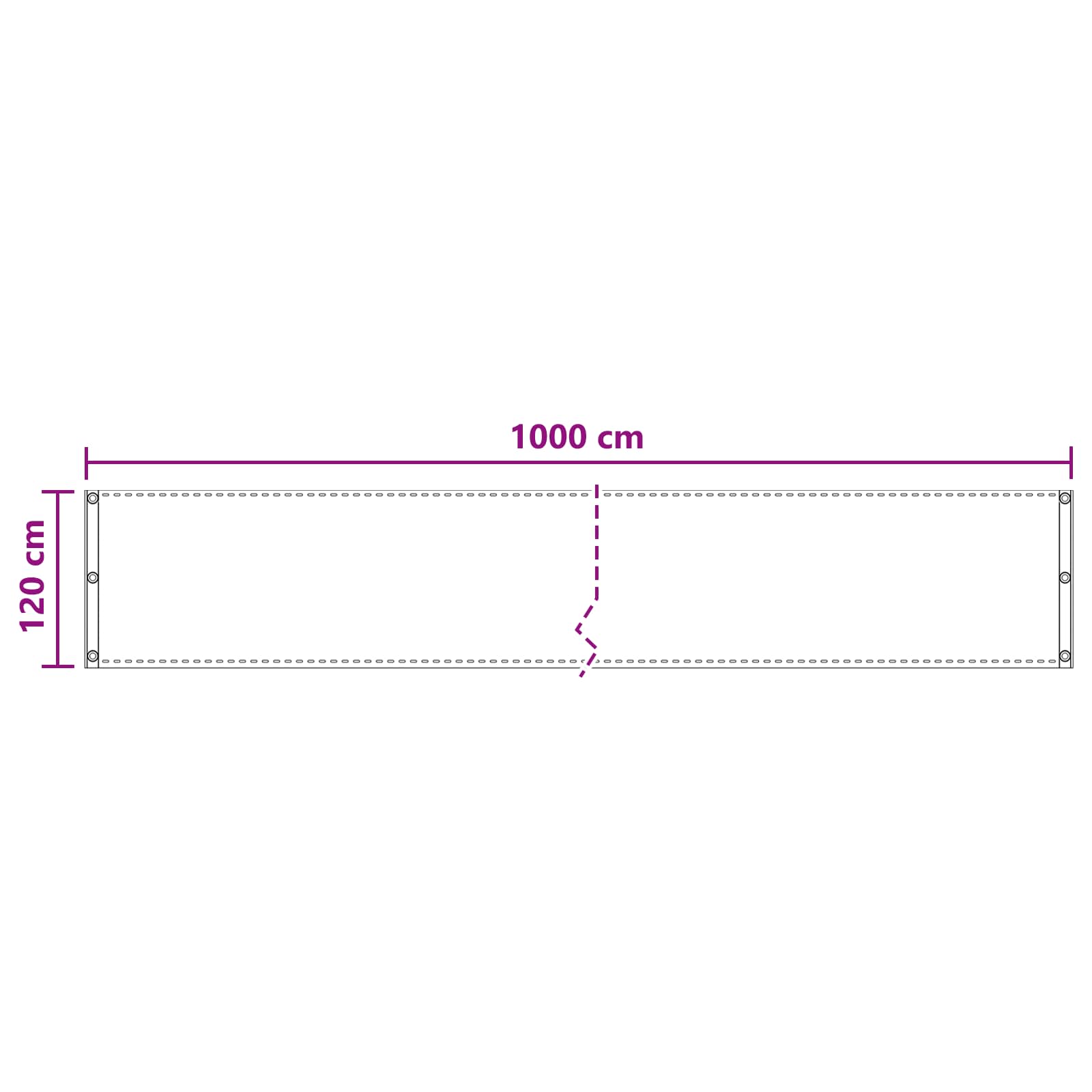Schermo da balcone Nero 120 x 1000 cm HDPE e alluminio