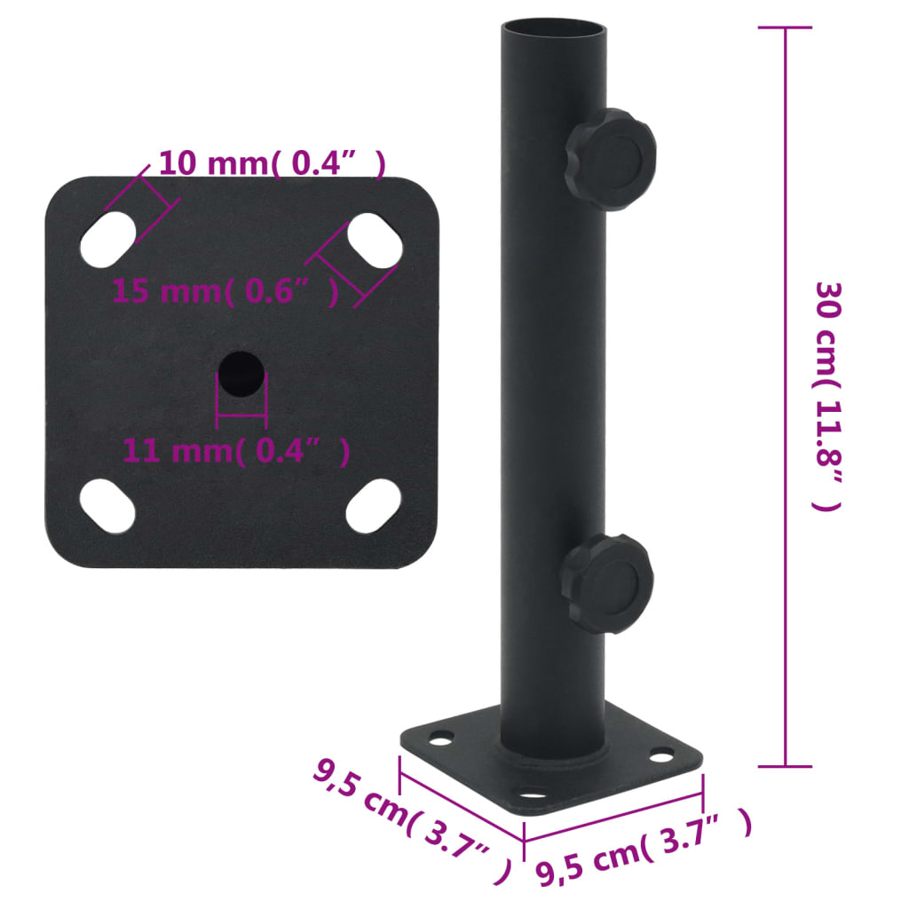 Base per Ombrellone per Palo da Ø32/34/38 mm Nero Opaco Acciaio
