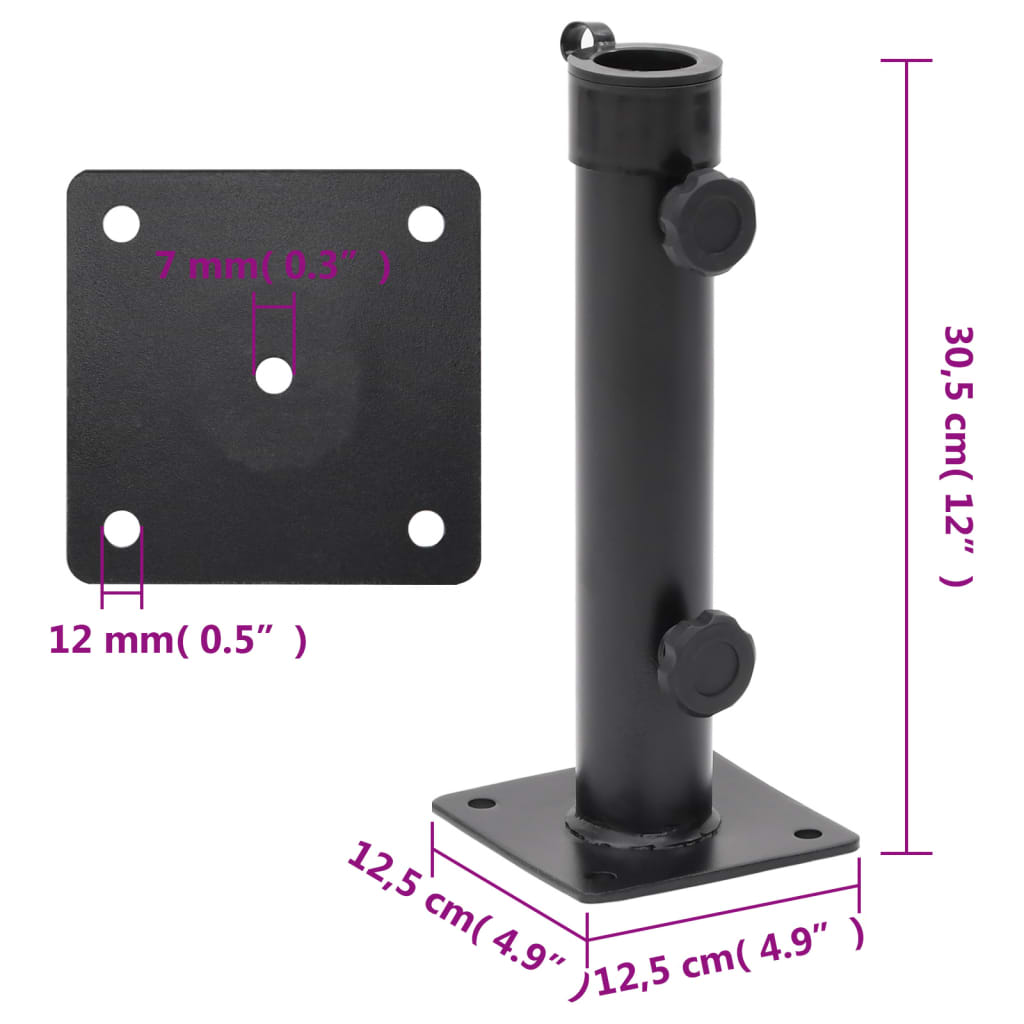 Base per Ombrellone per Palo da Ø38/48 mm Nero Opaco in Acciaio