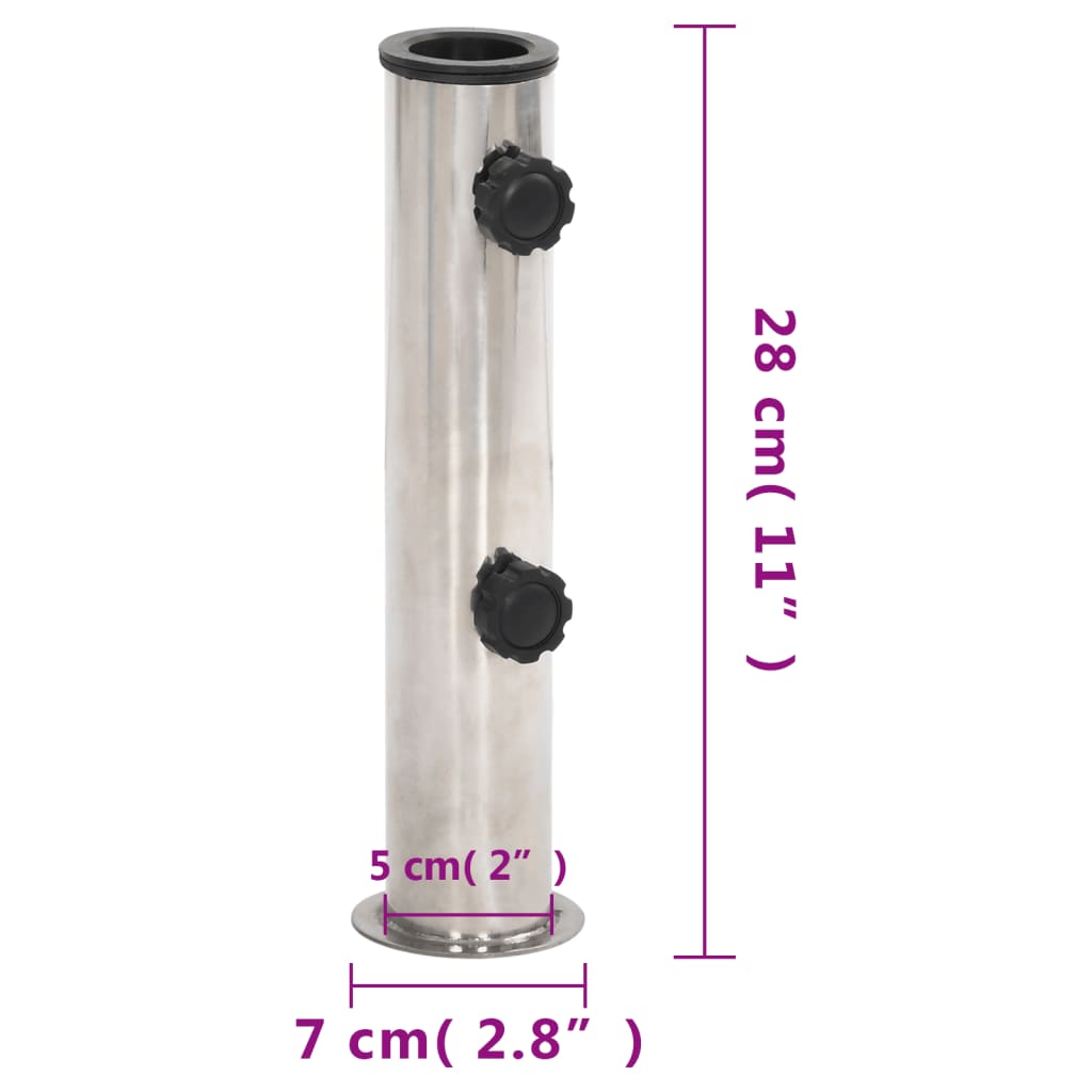 Base per Ombrellone per Palo da Ø38/48 mm Argento Acciaio Inox