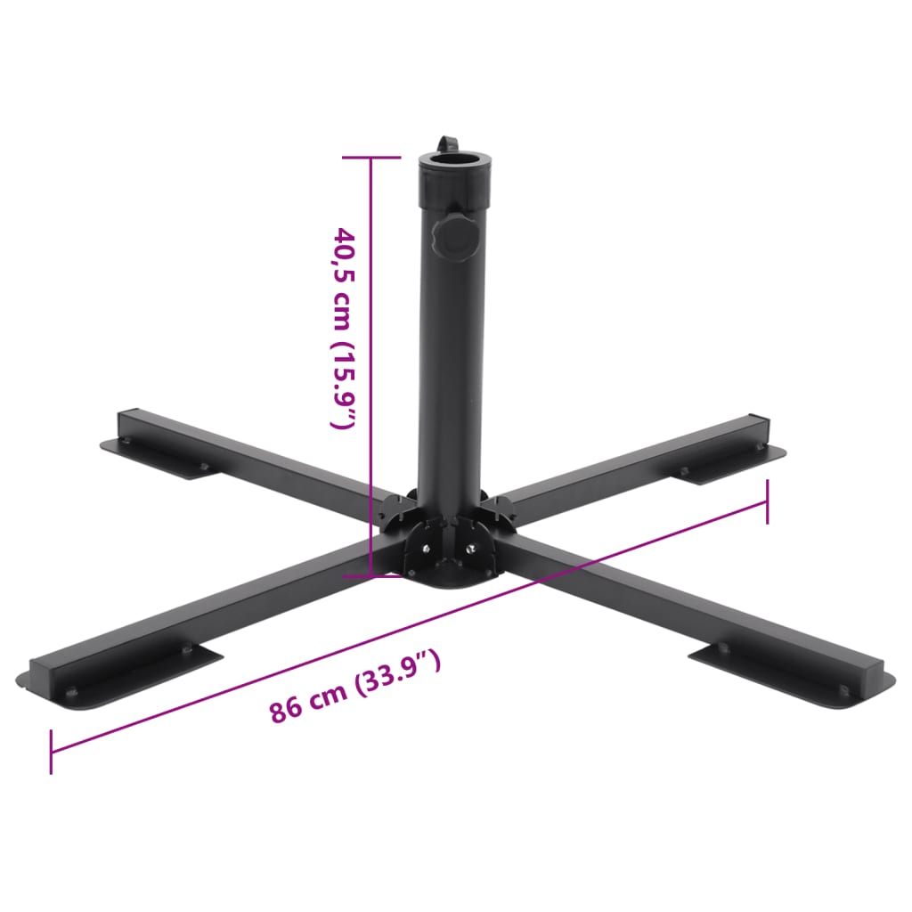 Base Pieghevole Ombrellone Palo Ø38/48 mm Nero Lucido Acciaio