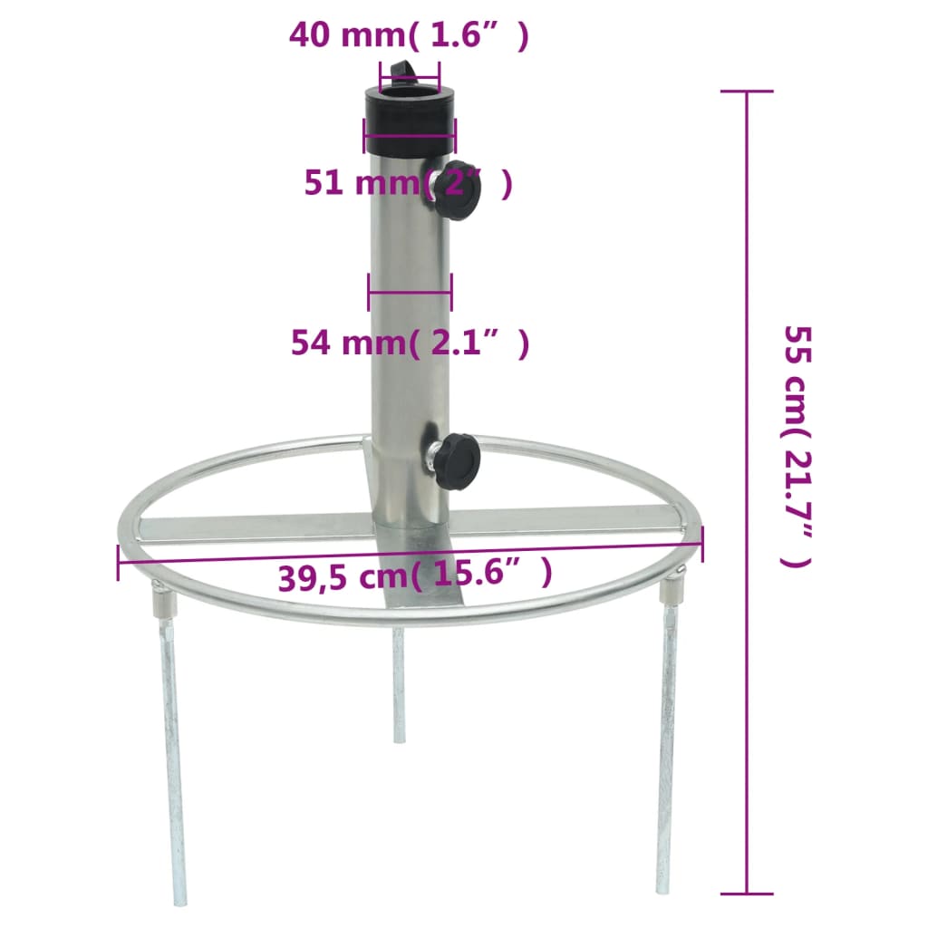 Base per Ombrellone con Picchetti per Ø38/48 Argento in Acciaio