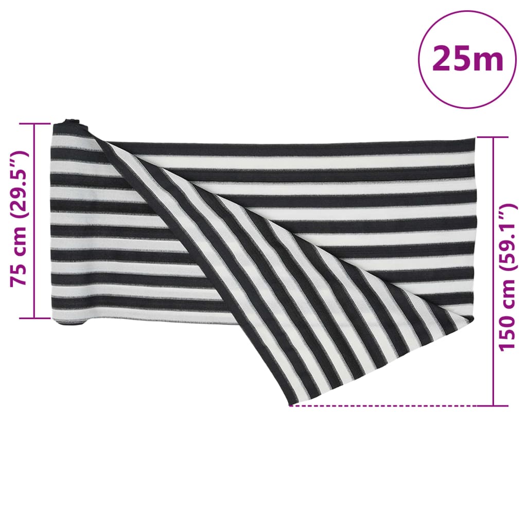 Rete per Privacy Antracite e Bianca 1,5x25 m HDPE 75 g/m²