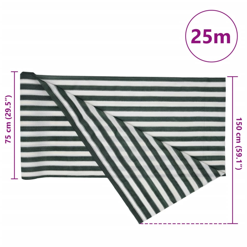 Rete per Privacy Verde e Bianco 1,5x25 m in HDPE 195 g/m²