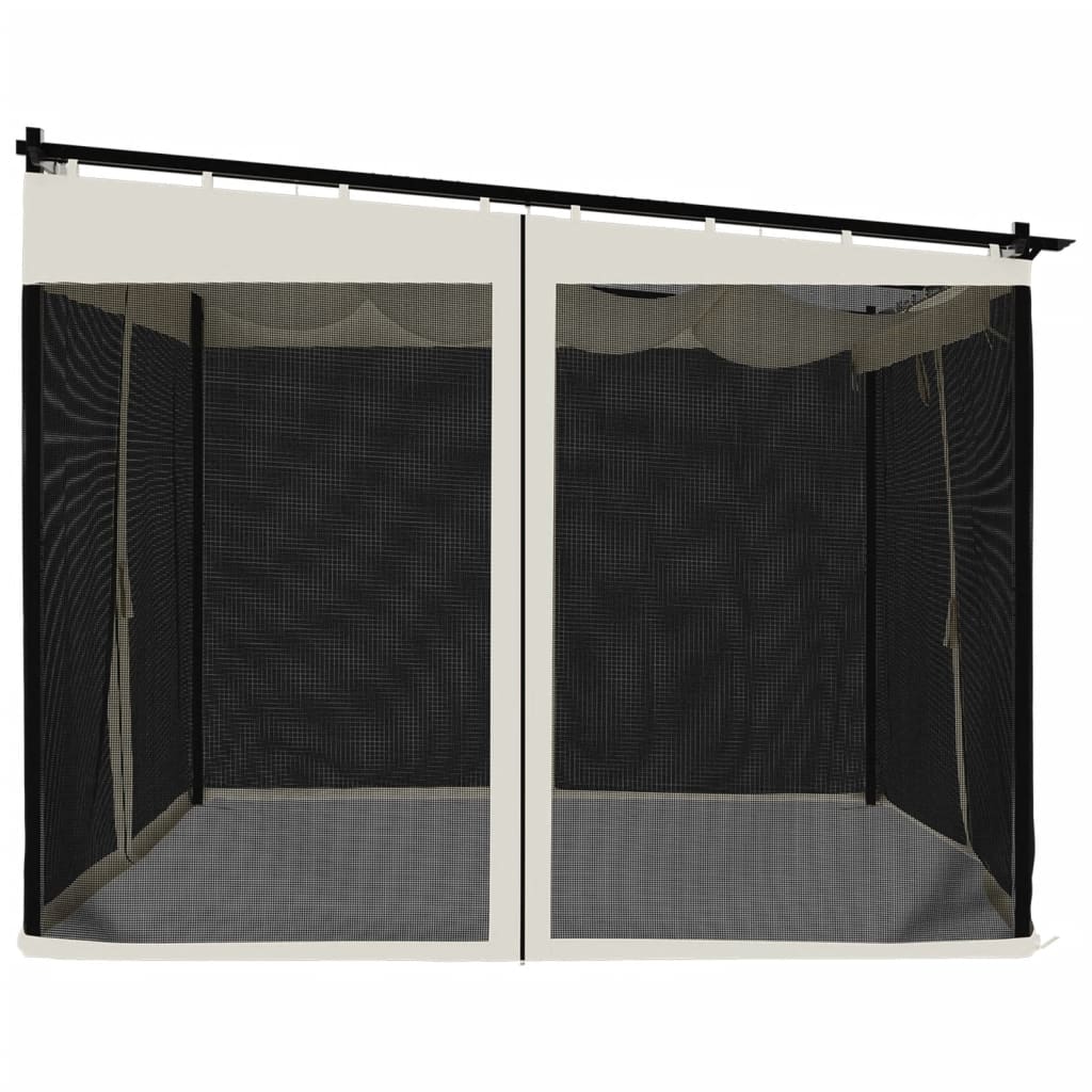 Gazebo con Pareti in Rete Crema 3x3 m in Acciaio