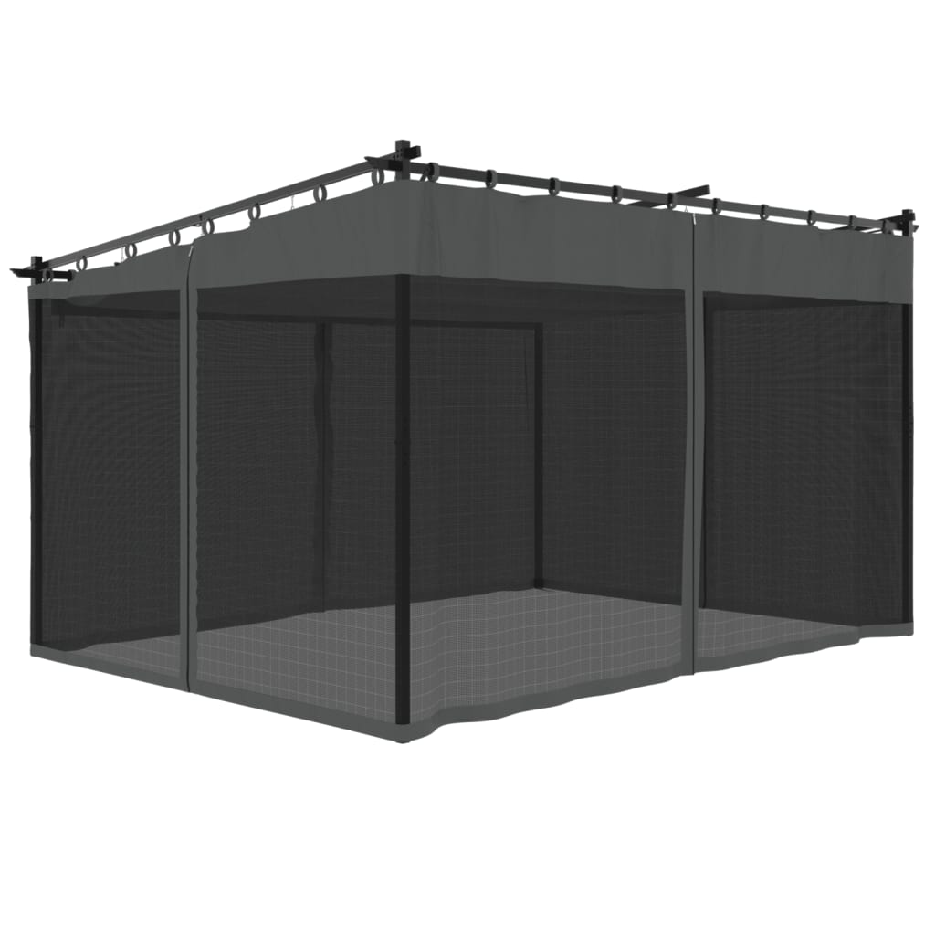 Gazebo con Pareti in Rete Antracite 4x3 m in Acciaio