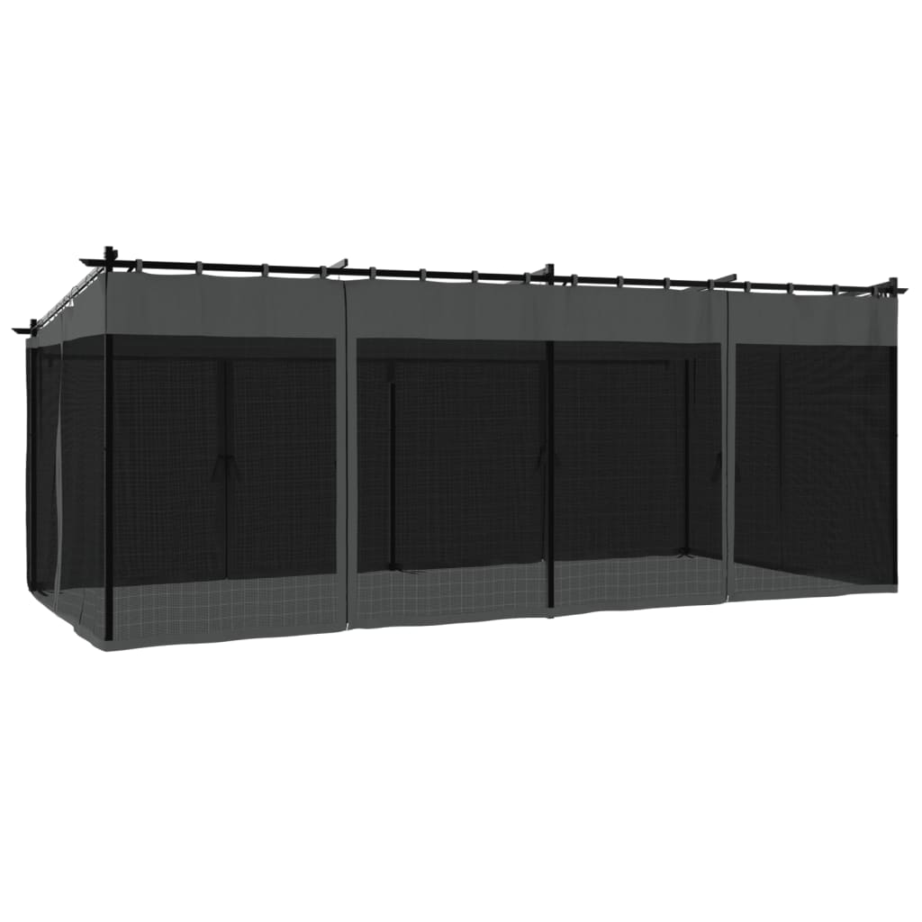 Gazebo con Pareti in Rete Antracite 6x3 m in Acciaio