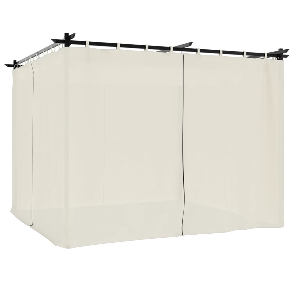 Gazebo con Tende Crema 3x3 m in Acciaio
