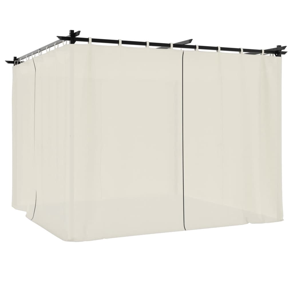 Gazebo con Tende Crema 3x3 m in Acciaio