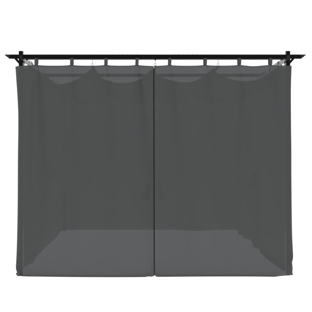 Gazebo con Tende Antracite 3x3 m in Acciaio
