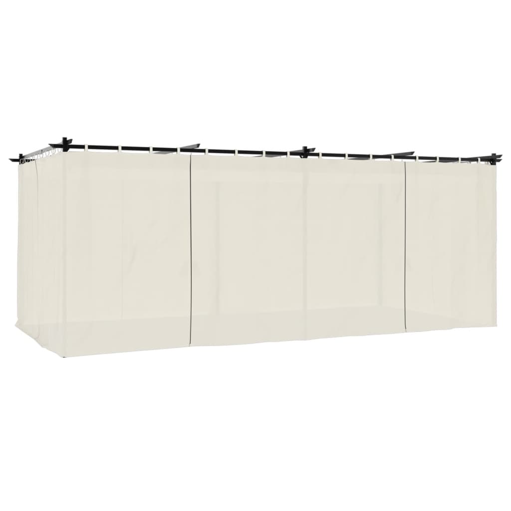 Gazebo con Tende Crema 6x3 m in Acciaio