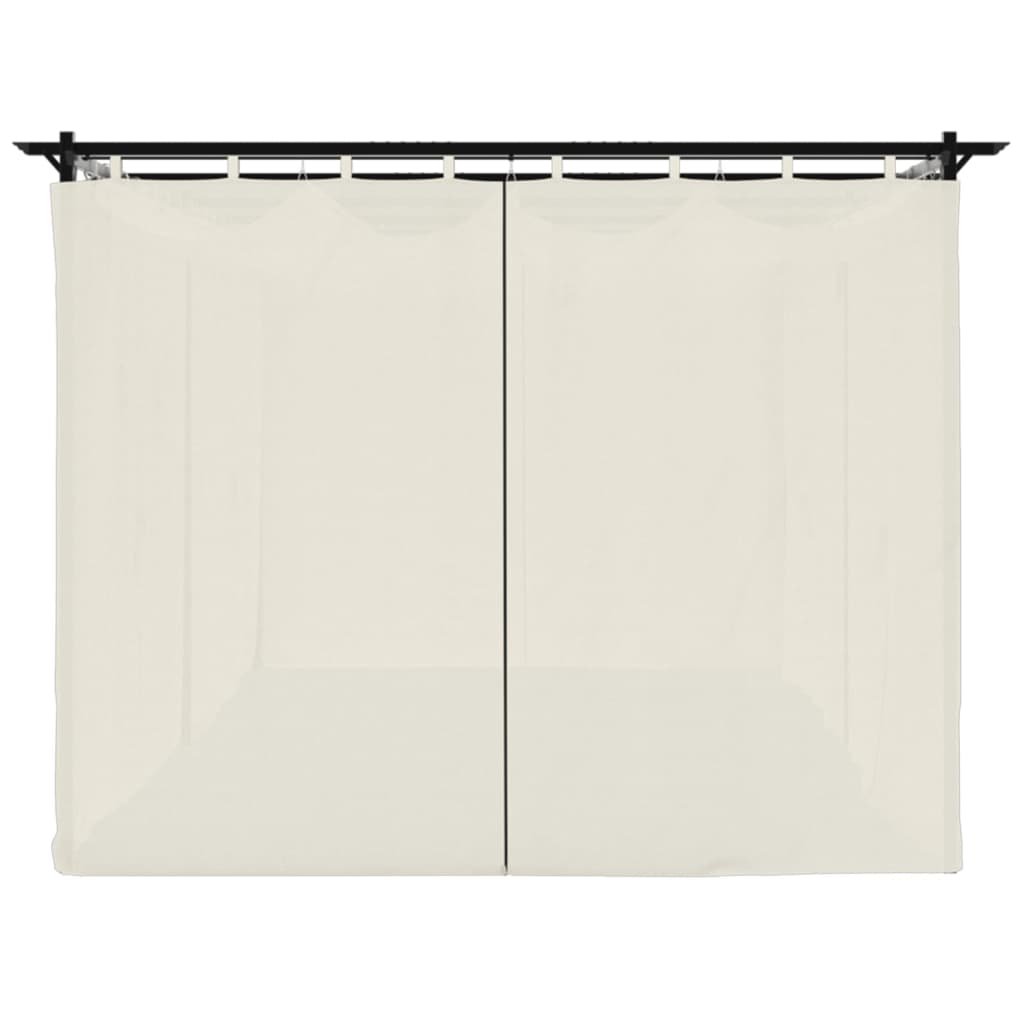 Gazebo con Tende Crema 6x3 m in Acciaio